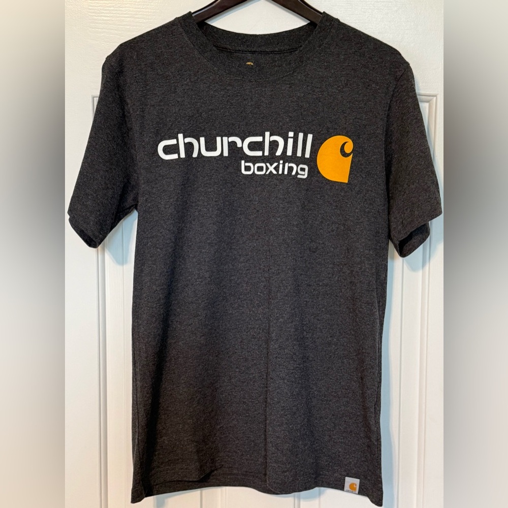 Carhartt Relaxed Fit T Shirt Churchill Boxing Graphic Gray Size Small Logo Tee